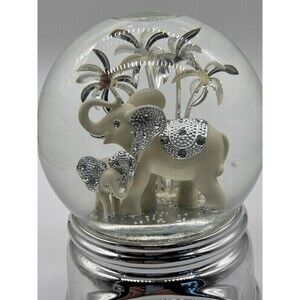 Things Remembered Elephant Family Snow Globe Music Box Born Free Silver Decor